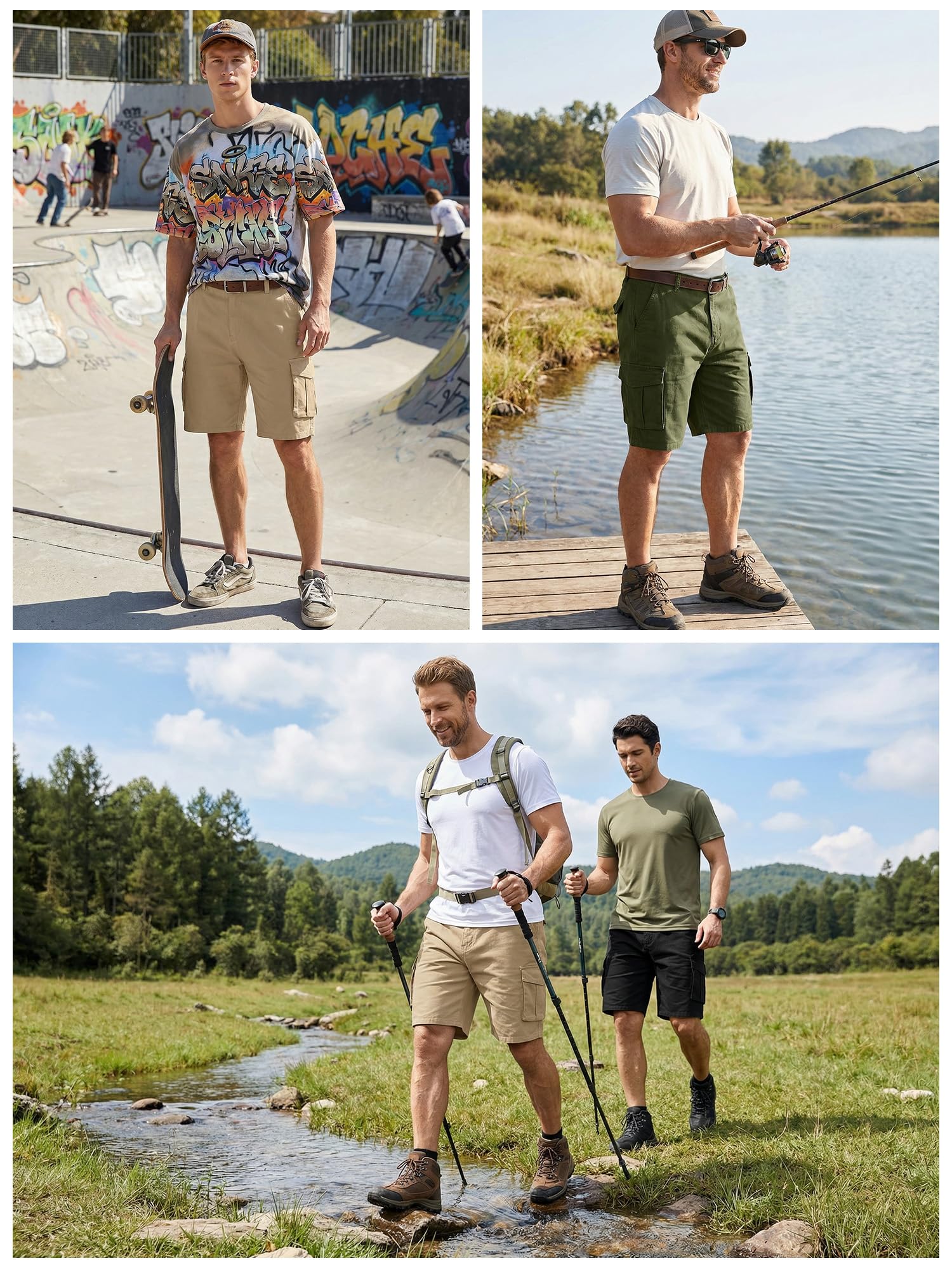 StylSense Kurze Hosen Herren Sommer Baumwolle Cargo Shorts Casual Cargohose Herren Kurz mit 6 Taschen