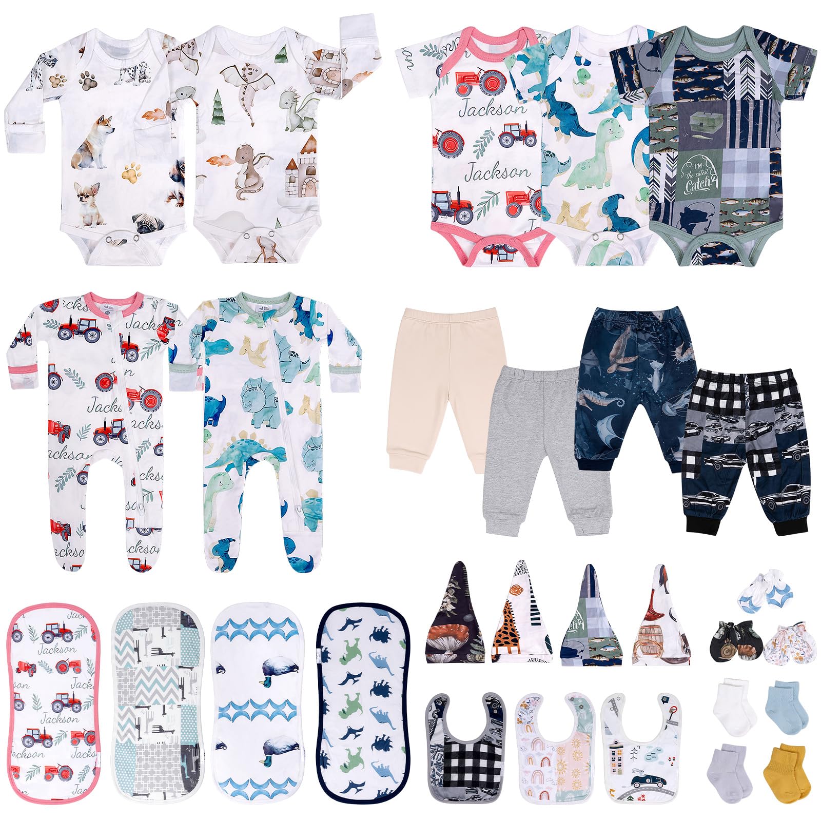 30 Piece Newborns Layette Gift Set for Boys 0-6 Months Baby Boy Clothes Infant Sets Essentials Baby Shower