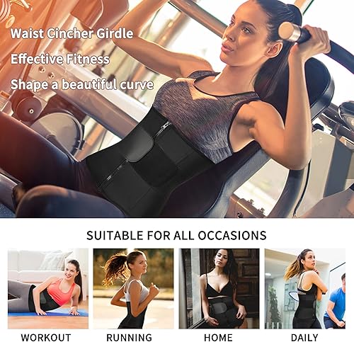 Miniatura 3 de Nebility Cinturón para entrenamiento de cintura con control de abdomen, para sauna, sudoración, entrenamiento, banda para el vientre para cintura