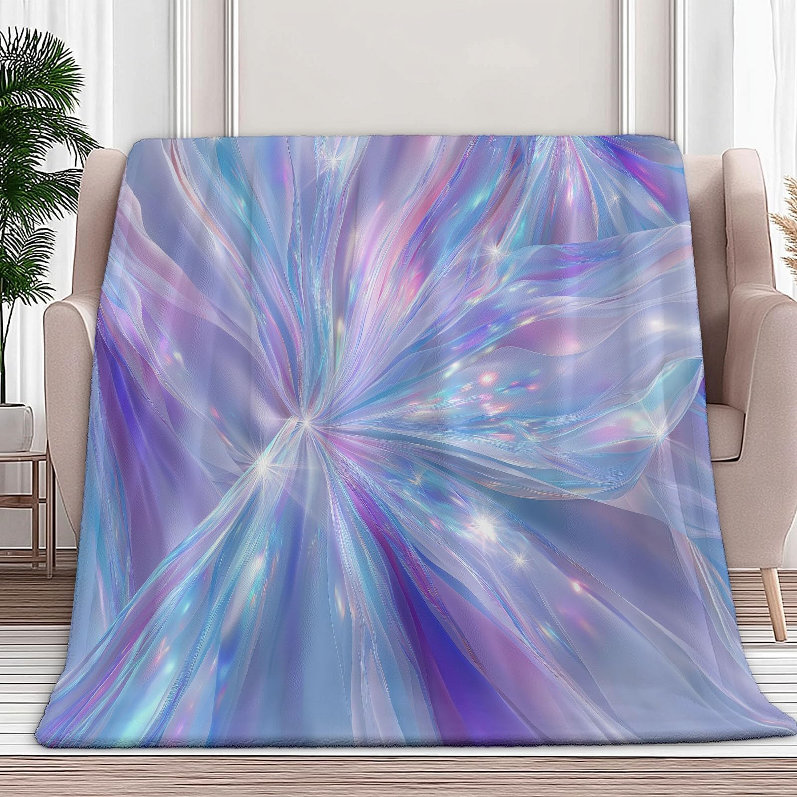 Genérico Manta de Franela de Forro Polar para Niños y Adultos 220 x 240 cm, Mantas para Sofa Estampado Futurista Elegante Artístico - Manta Azul Violeta Suave Cálida Transpirable Ligera