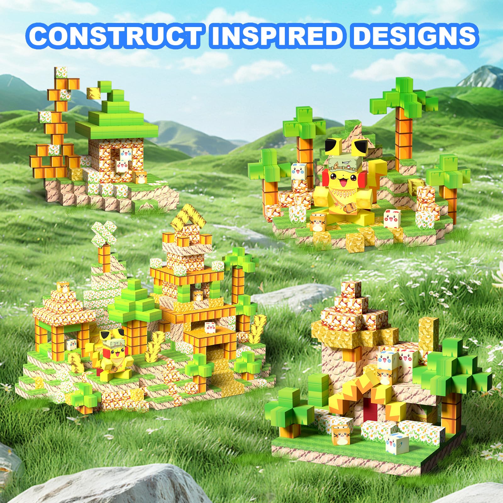 150 Piezas Construcciones Magnéticas Bloques, Juguetes Creativos con Bloques Magnéticos para Juegos, Adecuados para Niños y Niñas Mayores de 3 Años, Juguetes STEM Montessori con Bloques Magnéticos