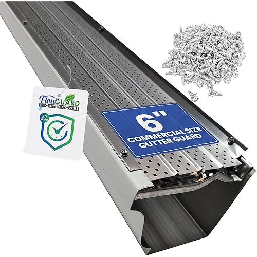FlowGuard USA Made Professional DIY 6 Inch 50-Year Gutter Cover System - Matte - Aluminum Gutter Guards - 22 Feet - by FlexxPoint