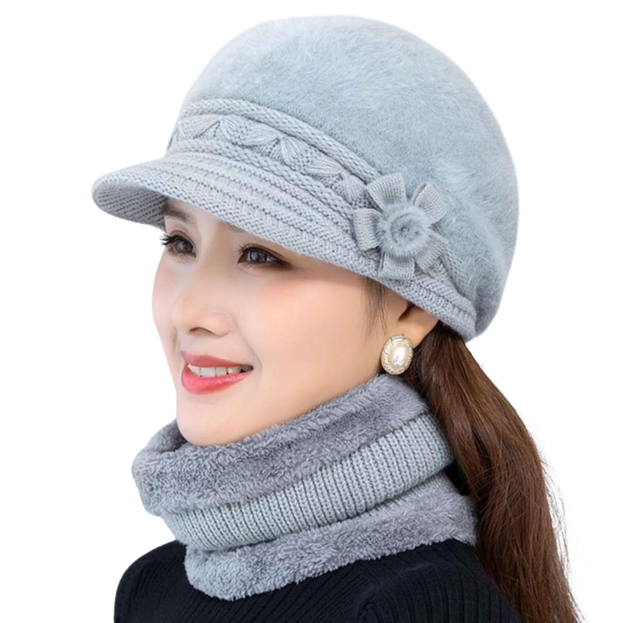 tomorrow fashion Tomorrow Women Winter Hat, Knit Beanie for Women, Winter Beret Hat, Beanie Set with Neck Warmer, Knit Hat and Scarf Set, Warm Beret for Women, Neck warmer set-picture-21