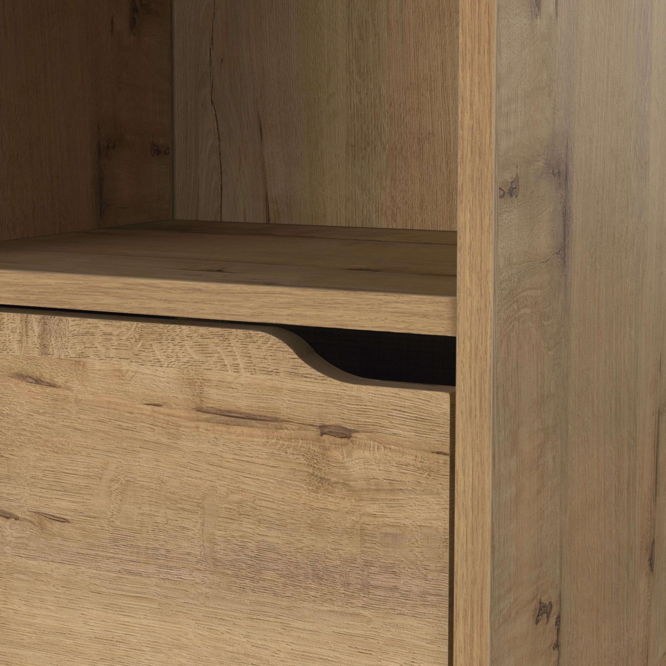 MUEBLES PITARCH | Columna de Baño Colgada Herrajes incluidos, Armario de Baño con 4 estantes, 2 Puertas, Roble Gold, 150x36,5x30cm (Alto x Ancho x Fondo), Mueble Auxiliar, Moderna, Modelo Nadia