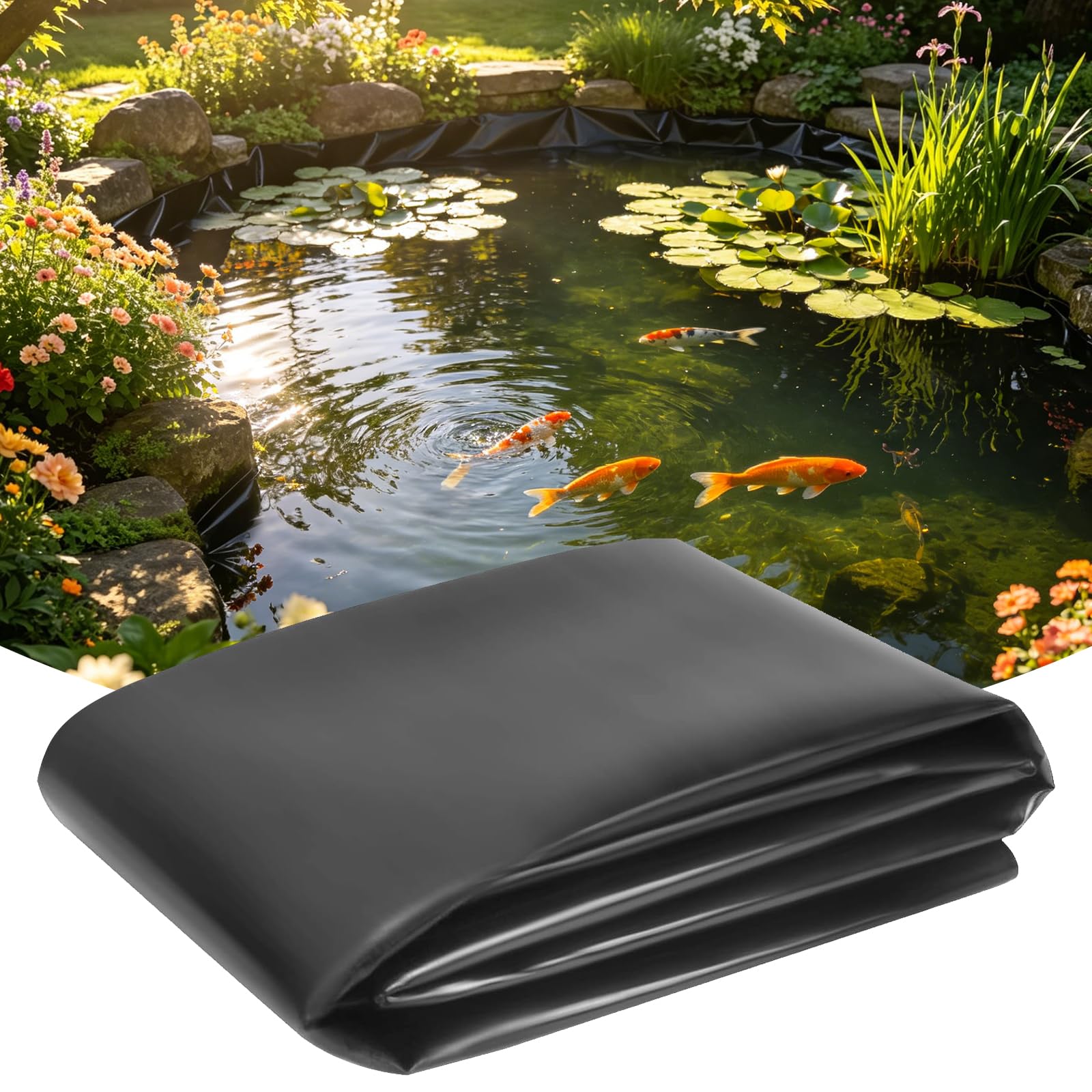 Storystore Pond Liner, 4mx6m Preformed Pond Liner HDPE Black Heavy Duty Underlay Garden Membrane Pond Lining for Fish Pond Landscaping, Garden Pool, Water Feature Streams Fountains
