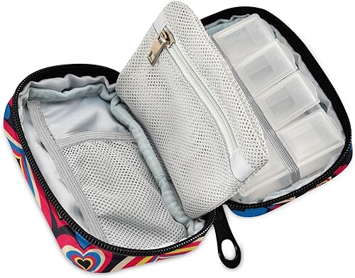 Miniatura 2 de Naanle Pastillero de corazones para 7 días, bolsa organizadora de píldoras de viaje con cremallera, estuche semanal portátil, bolsa de píldoras de