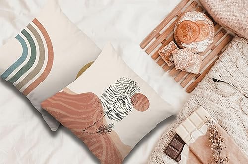 Miniatura 5 de Voatok Bohemia - Juego de 4 fundas de almohada cuadradas de franela de 18 x 18 pulgadas con estampado de arco iris de plantas tropicales de