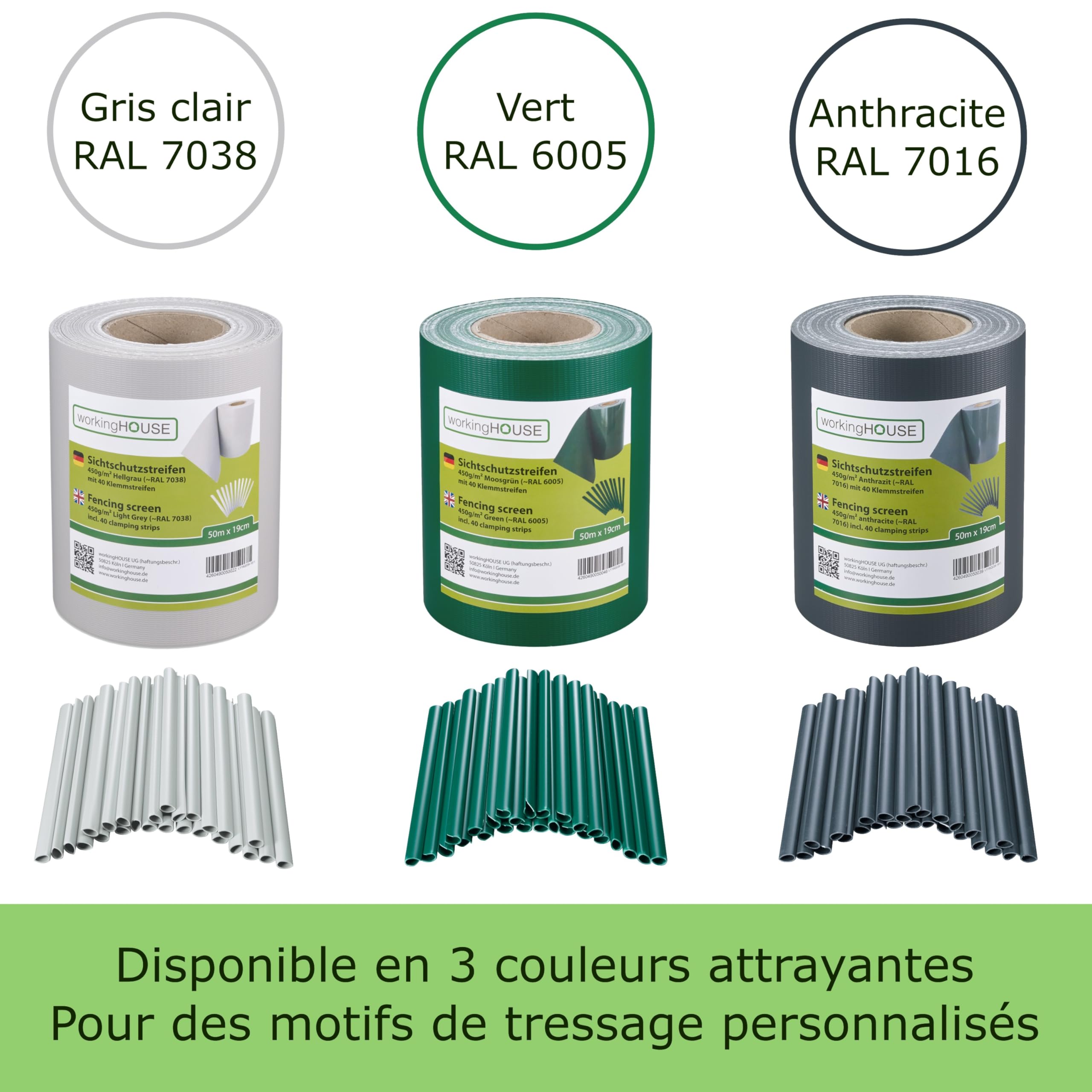 Workinghouse Brise-Vue PVC Grillage Rigide 450g/m² – 50m, Anthracite