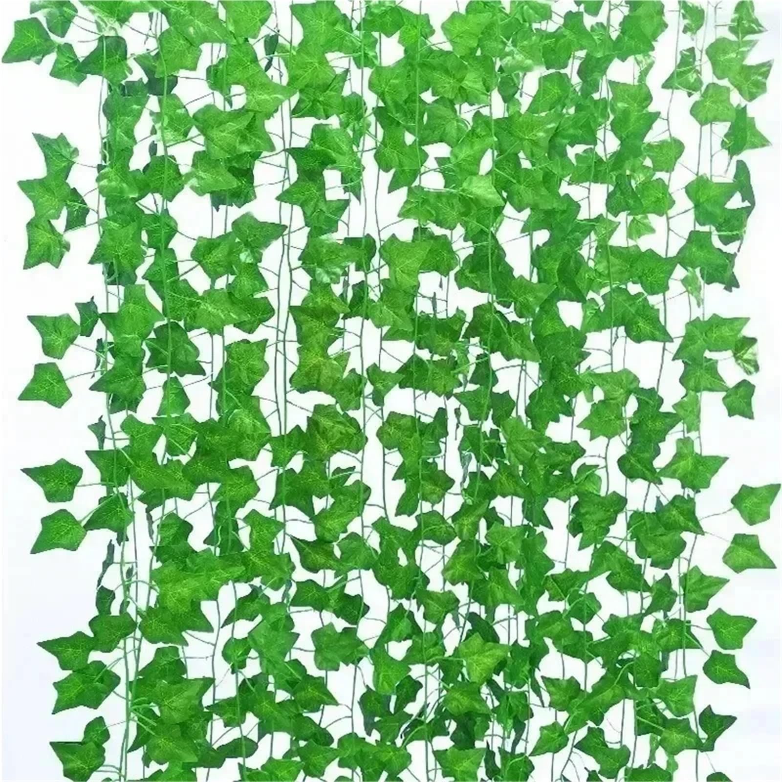 Enredadera Artificial Guirnalda de Hiedra Artificial Hojas Verdes, Enredadera ratán, Plantas Falsas, guirnaldas Colgantes for jardín, Boda, Fiesta, decoración del hogar(C,50M (25 String))