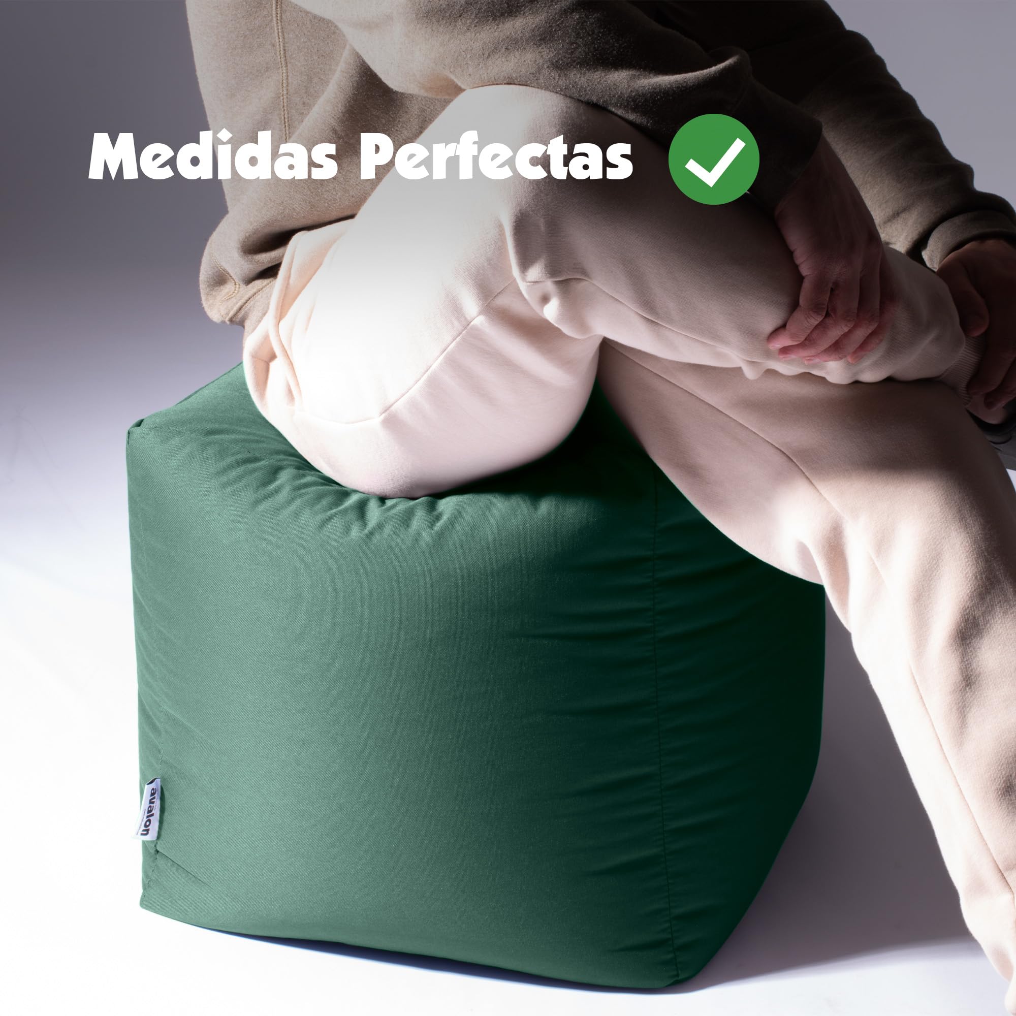 Avalon - Puff Salon Modelo Cubo Jive en Tela Técnica Reforzada, Puffs Reposapies Salon con Relleno Incluido, Puf Cuadrado Muy Cómodo, Anti-desgarros e Impermeable, Made in Italy(45cm-Verde Oscuro)