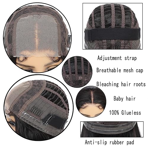 Miniatura 2 de Pelucas de cabello humano ondulado con encaje frontal, pelucas de cabello humano prearrancado HD 4x4, sin pegamento, densidad 150, pelucas de