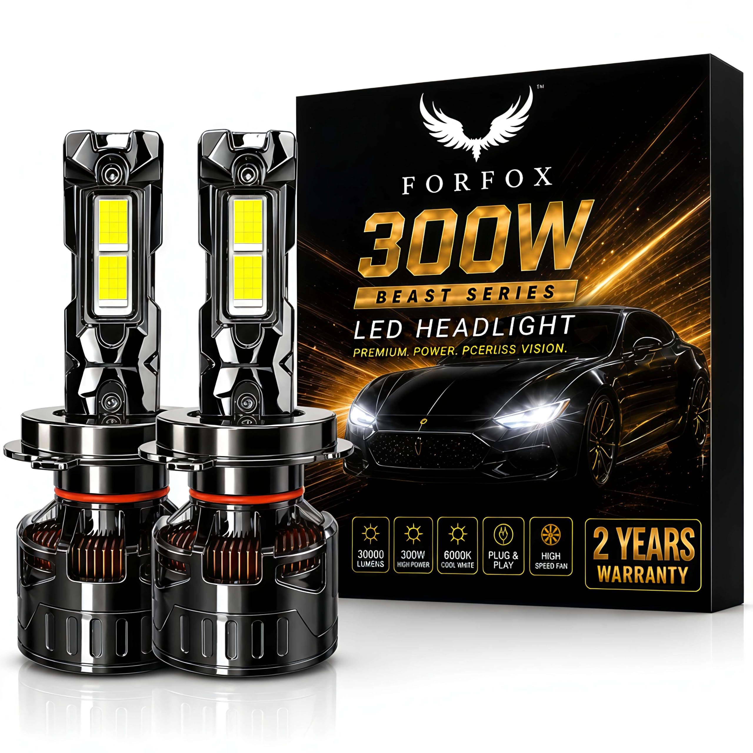 FORFOX 300W (H1) LED Headlight Bulb for Cars | 30000 Lumens, 6000K Cool White | Plug & Play LED Headlamp Conversion Kit | IP68 Waterproof, High Power with Copper Cooling Technology | Pack of 2-image-43
