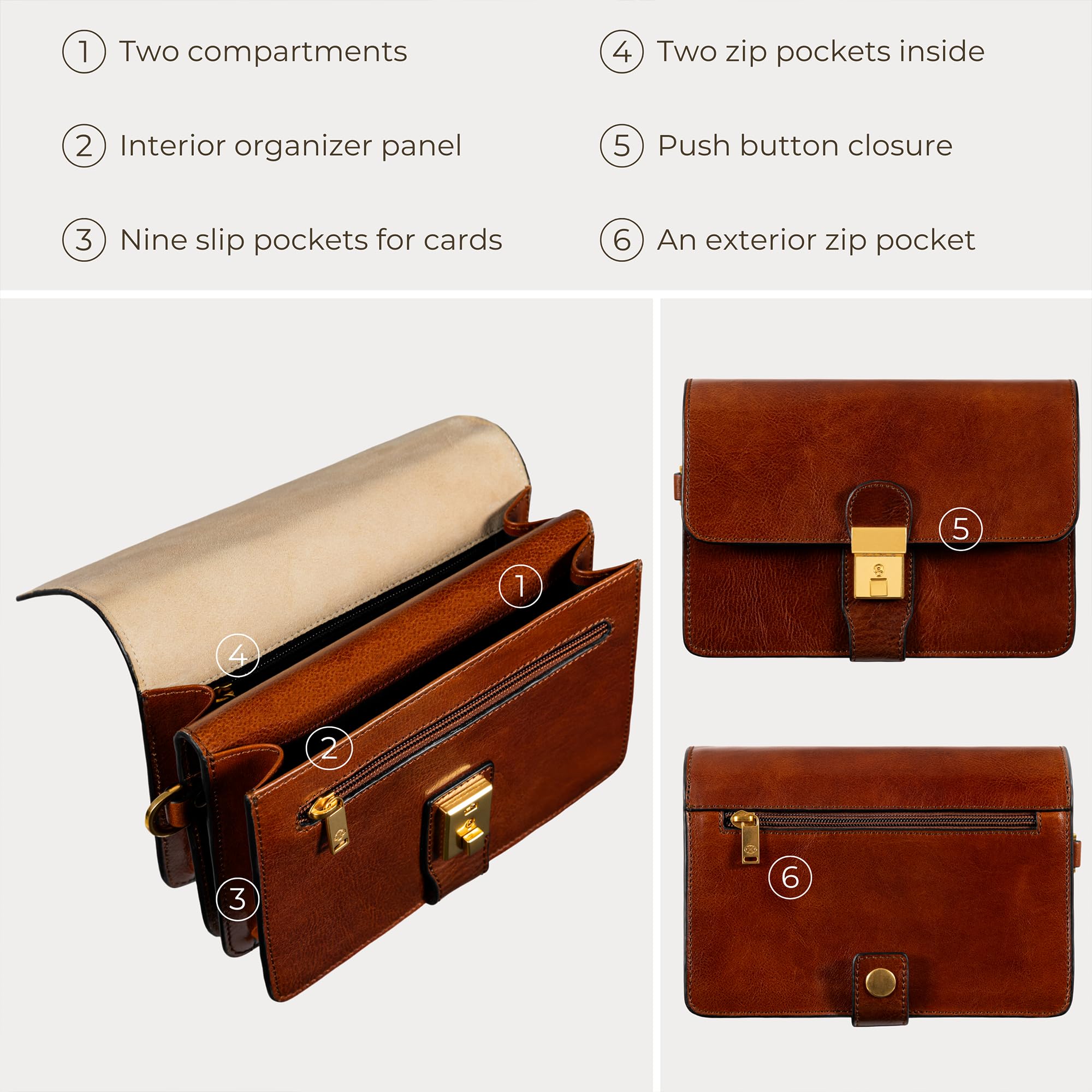 Time Resistance Monedero de Cuero - Bolso de Muñeca Pequeño para Hombre - Bolso Italiano