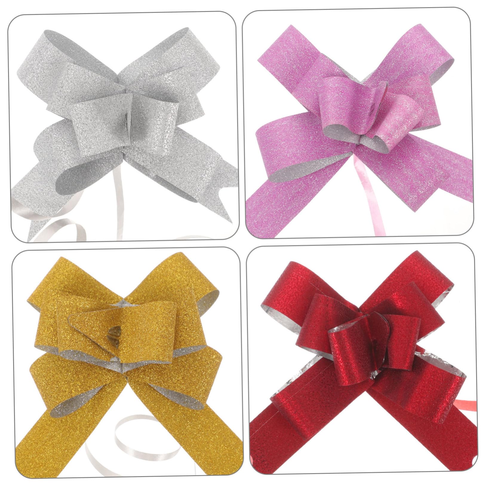 Healeved 300pezzi Fiocchi Glitterati Per Decorazioni Di Nastrini Per Matrimoni Compleanni e Feste Argento Verde Rosso