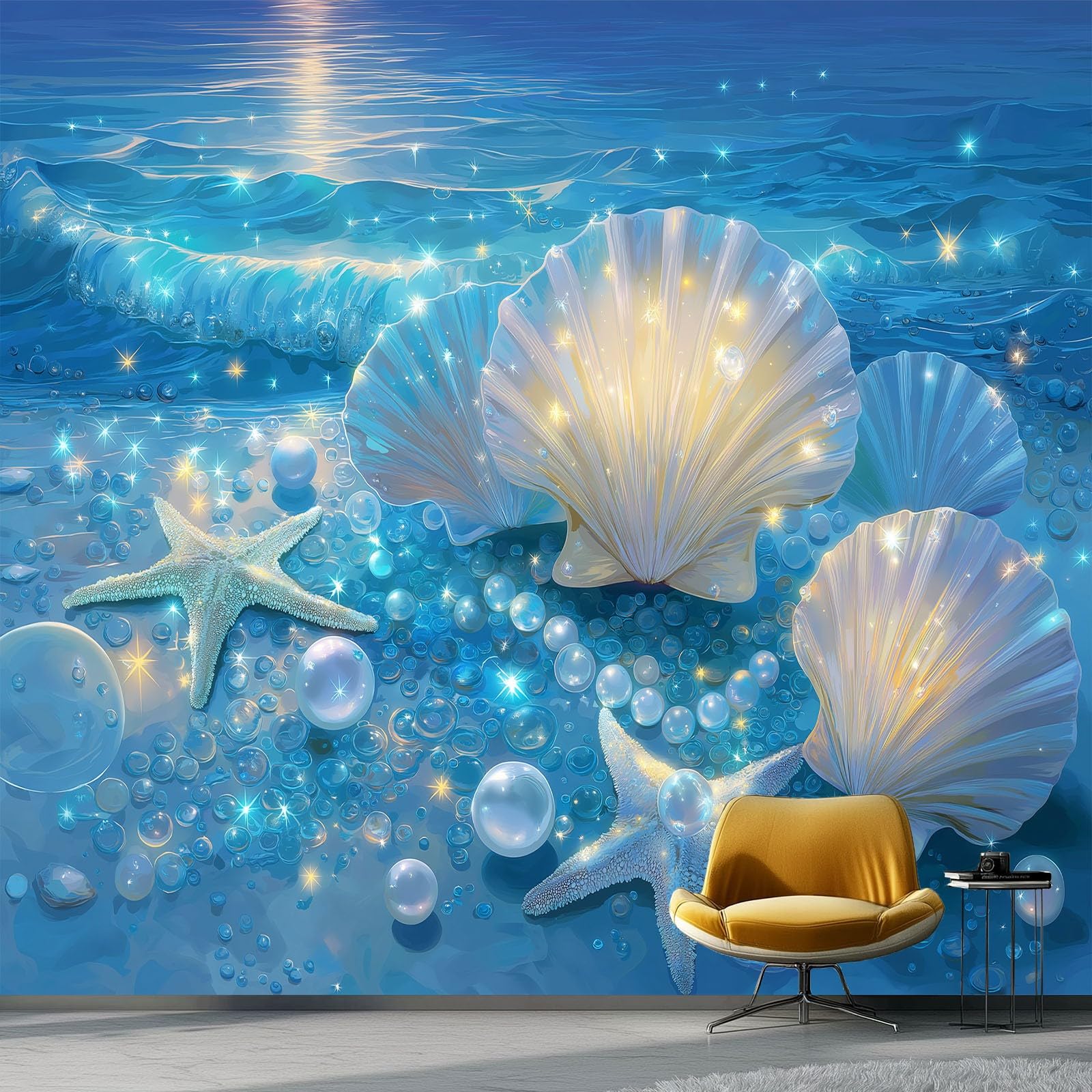 Vlies-fototapete Seestern Perlen, 400x280 cm (BxH) 3D Effekt Wandbild