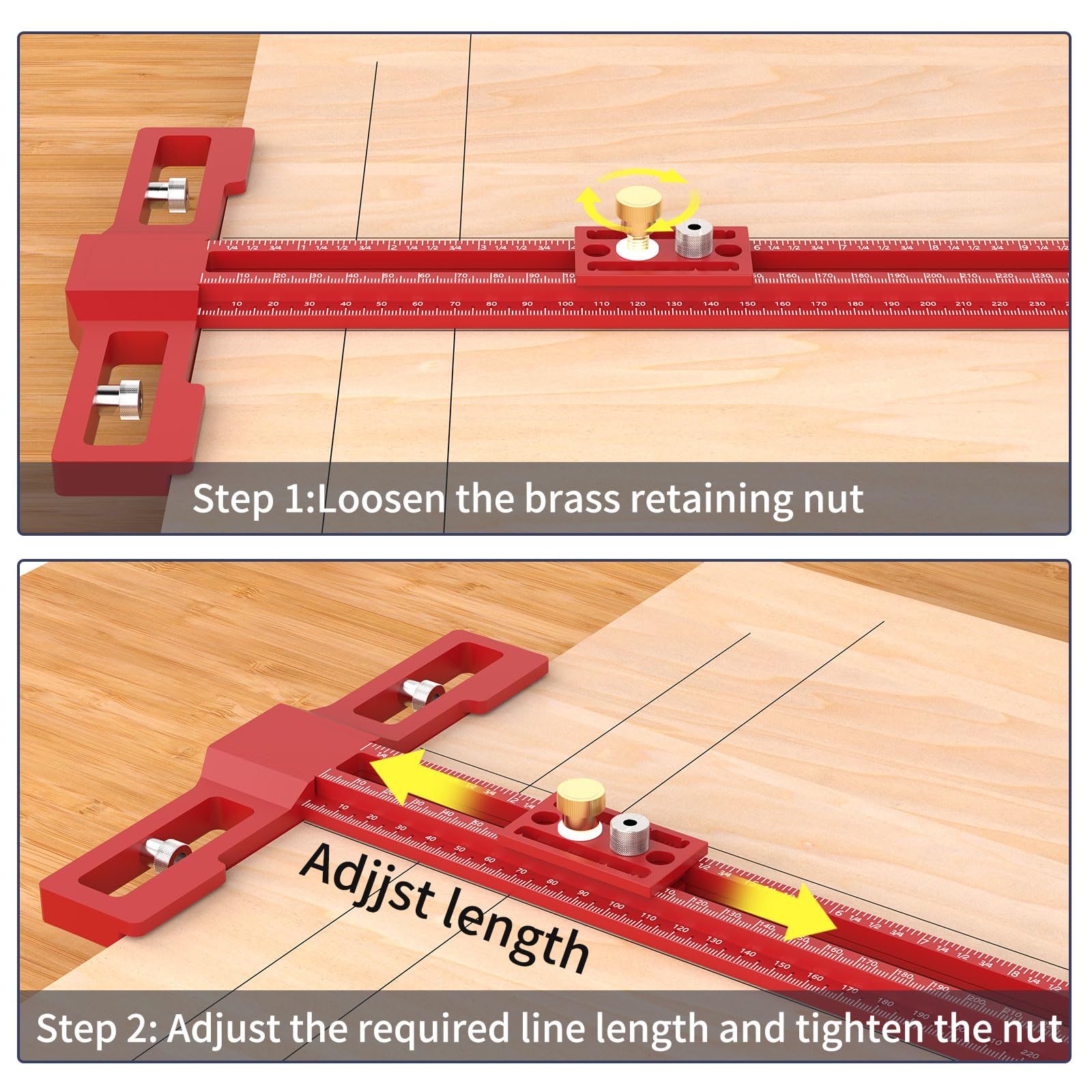 Righello per la lavorazione del legno tipo T, 40,6 cm, per lavori di falegnameria, layout e strumenti di misurazione (40,6 cm)
