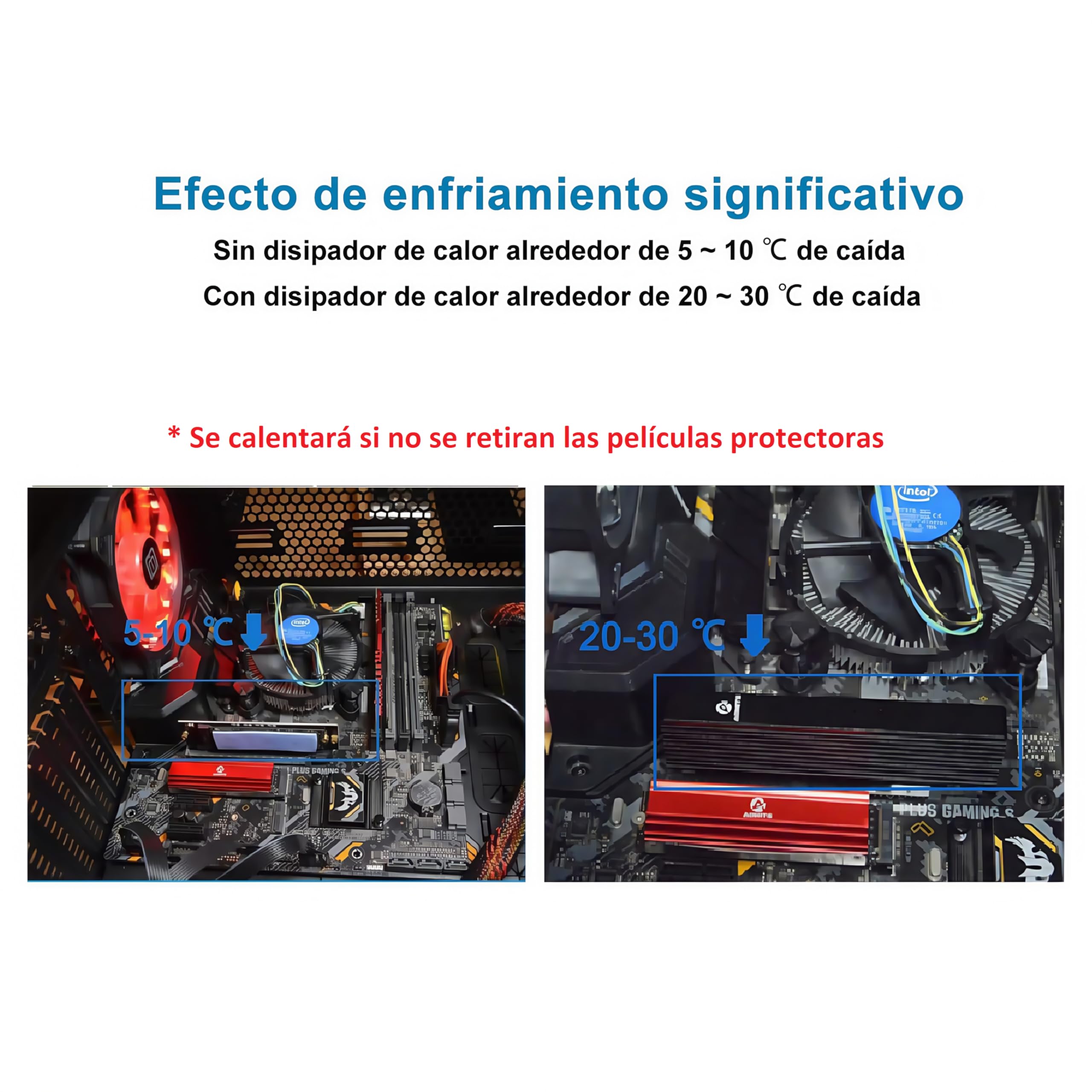 Paquete de 9 almohadillas de silicona conductoras térmicas de 0,5, 1,0, 1,5 mm de grosor, con conductividad térmica de 6,0 W/mk, suave, seguro, fácil de aplicar para SSD, CPU, GPU-Azul