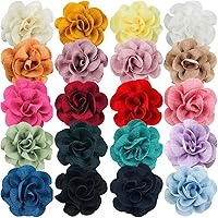 20PCS Handmade Ruffled Fabric Rose Flowers - 20 Assorted Colors for Hair Clips, Clothes, Shoes, Brooches, DIY Crafts & Wedding Decor