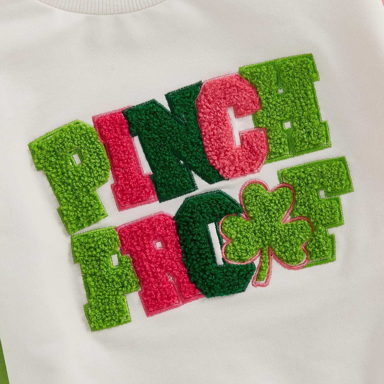 Toddler Baby Girl St Patricks Day Outfit Lucky Embroidery Sweatshirt Long Sleeve Pullover Winter Spring Clothes - Image 4