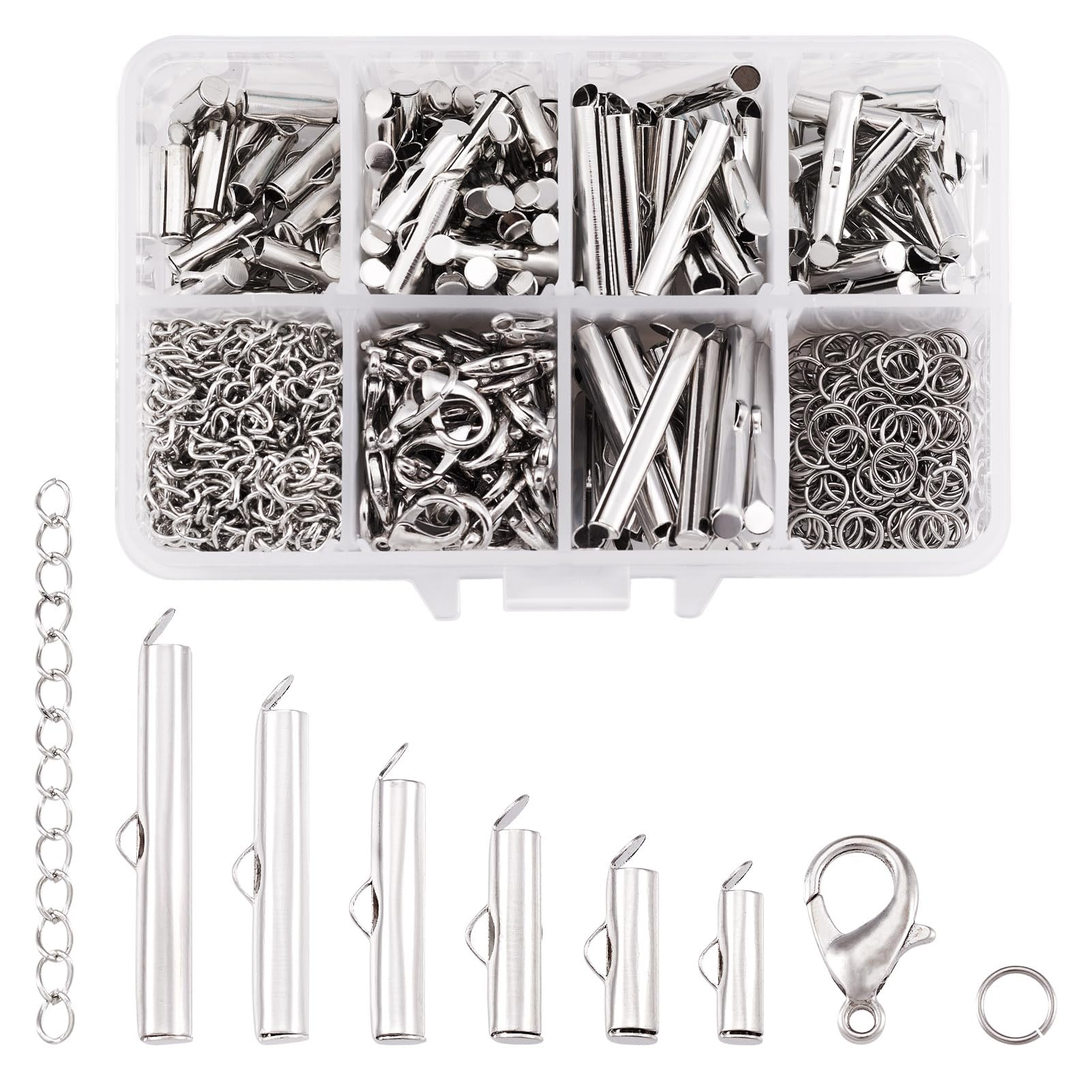 UNICRAFTALE 20 Pezzi Collegamenti In Acciaio Inox Con Vetro Rotondo E Piatto – Mix Colori, 10x17.5 Mm, Per Gioielli Fai Da Te