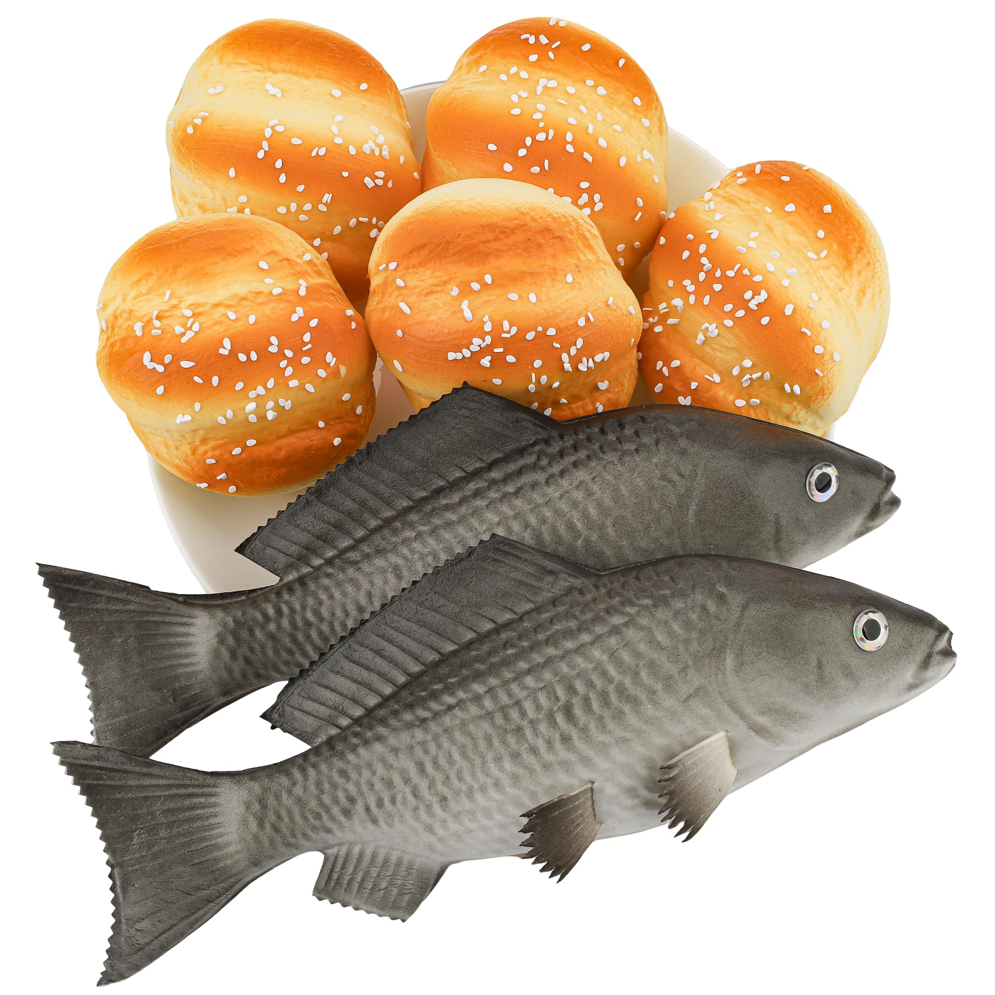 Yatinkim 7 Pcs Jesus Miracle Loaves and Fish Decoration Fake Bread and Fish