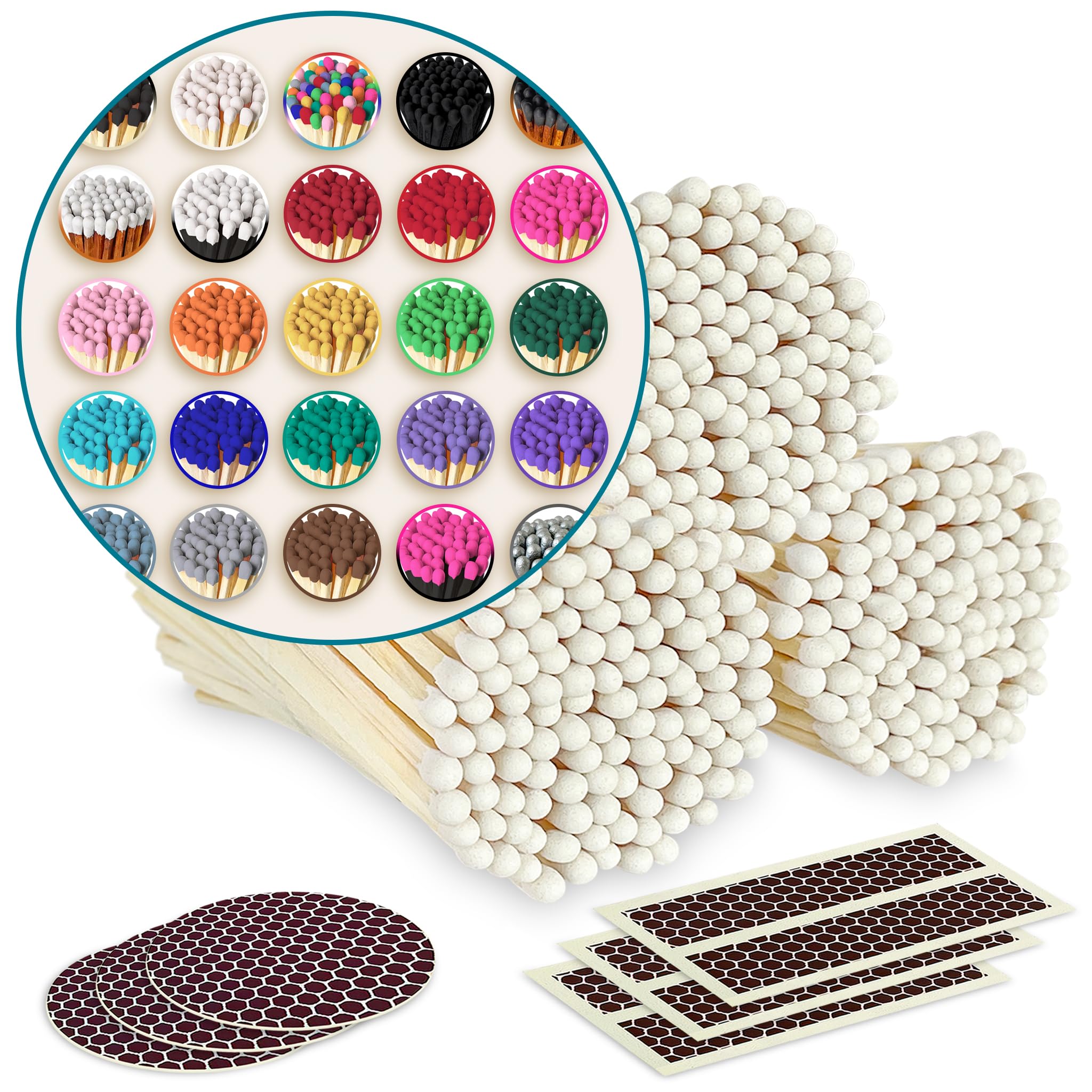 Amazon.com: Cerillas de 4 pulgadas + calcomanías de golpeador incluidas |  300 fósforos en colores de tu elección | Combinación decorativa de  seguridad elegante y moderna para regalos únicos, decoración del hogar :  Salud y Hogar