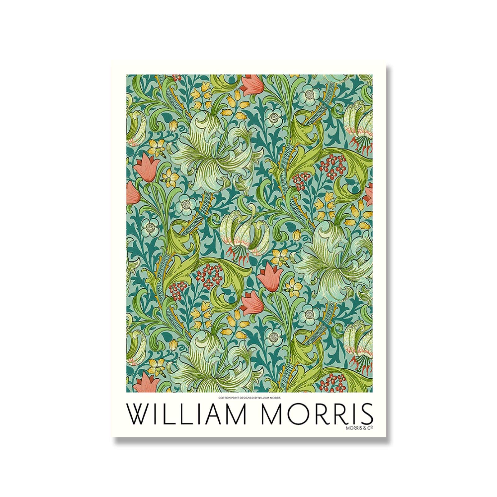 Dittelle William Morris Stampa su Tela Il Victoria and Albert Museum Exhibition Poster Underground Art Nouveau Pittura Decorazione Della Parete 60x80 cm-3 Pezzi Senza Cornice