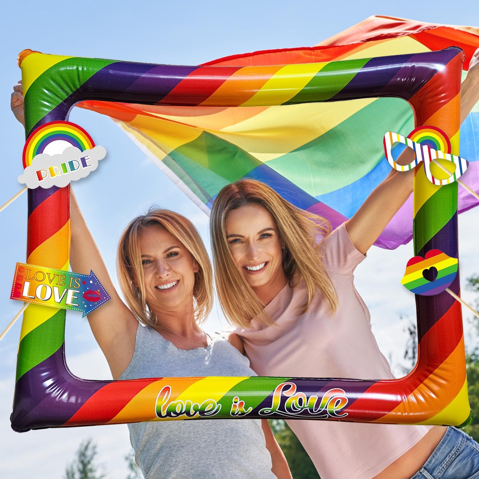 POPOYU 27 piezas de accesorios para cabina de fotos de fiesta de arco iris, kit de accesorios para cabina de fotos de fiesta de arco iris, accesorios de cabina de fotos para el día del orgullo gay
