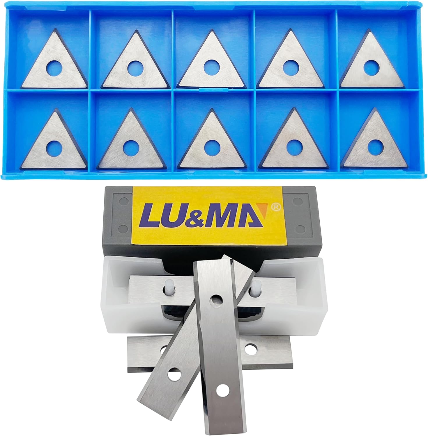 10pcs of 2" (50mm) Paint Scraper Carbide Blades Double-Edged (50X12X1.5mm) and 10pcs of 1" Triple-Edge Triangle Paint Scraper Carbide Blades,Suitable For Most Hand-Held Scrapers By LU&MN