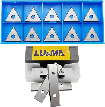 10pcs of 2.38" 60mm Paint Scraper Carbide Blades Double-Edged 50X12X1.5mm and 10pcs of 1" Triple-Edge Triangle Paint Scraper Carbide Blades,Suitable For Most Hand-Held Scrapers By LU&MN