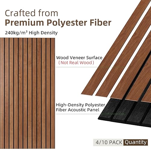 Miniatura 2 de TO-TH Wood-Look Paneles acústicos de pared, paquete de 10 paneles acústicos de 47.2 x 23.6 pulgadas, paneles decorativos de amortiguación de sonido