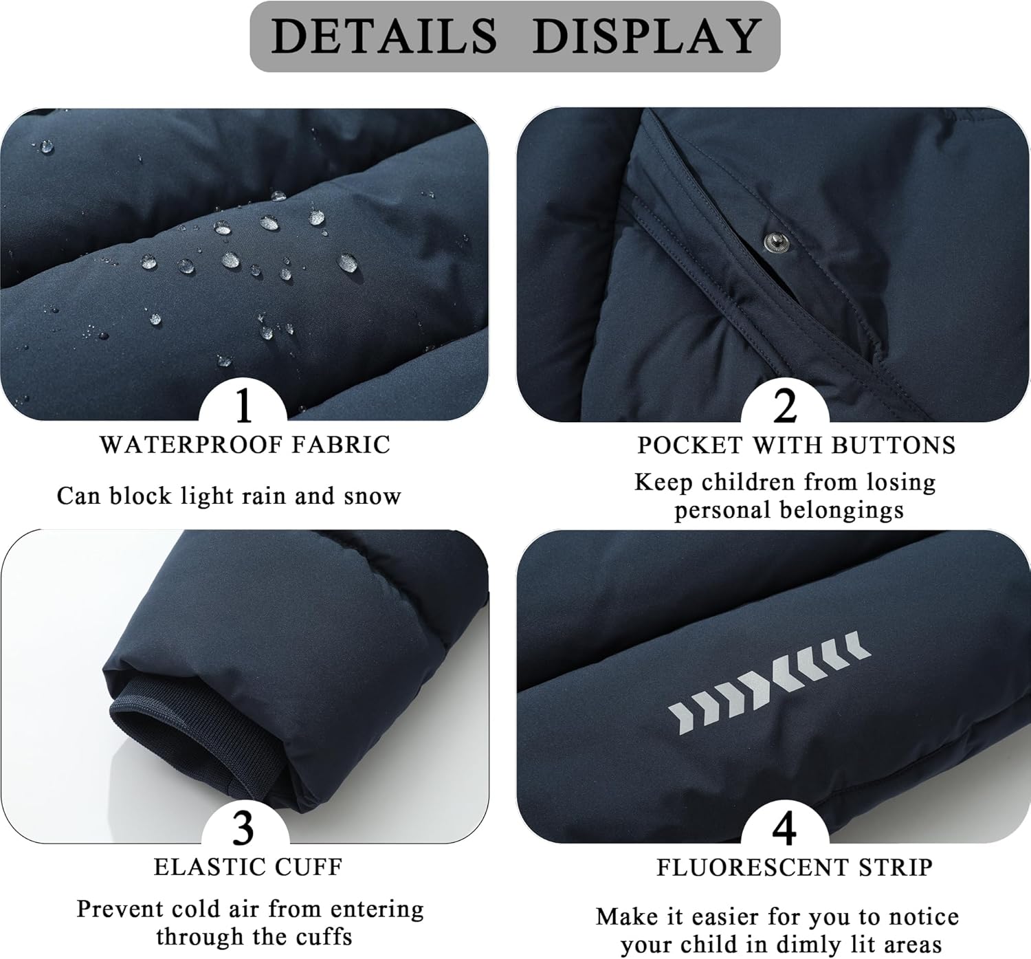 Boy's Waterproof Winter Coat Warm Down Jacket Insulated Fleece-Lined Puffer Parka Hooded Outerwear for Kids - Image 5