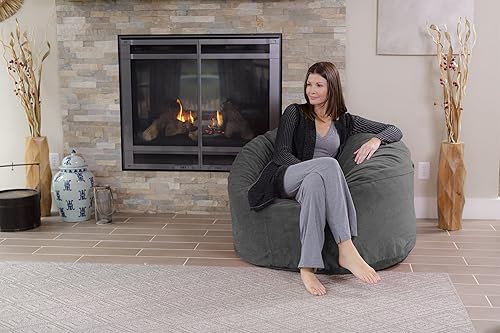 Miniatura 73 de Chill Sack - Sillón puff, Tela, Suave lino sintético, color negro. Lino, color negro,Microsuede - Guijarro Gris Oscuro,Microsuede - Limón,Microsuede