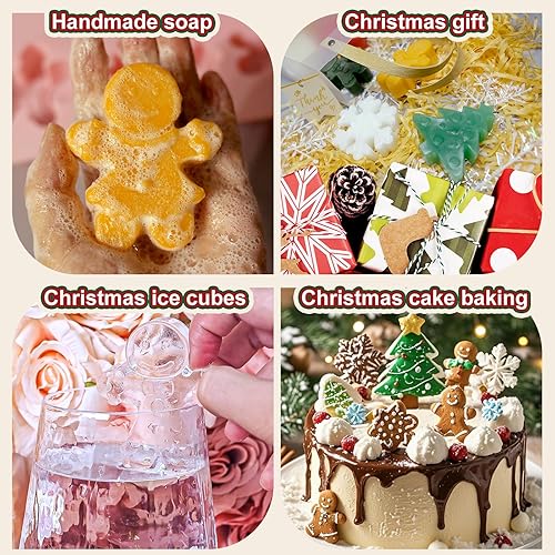 Miniatura 10 de Paquete de 2 moldes de jabón de Navidad, moldes de silicona para casa de Navidad para jabón hecho a mano, fabricación de velas, cera de