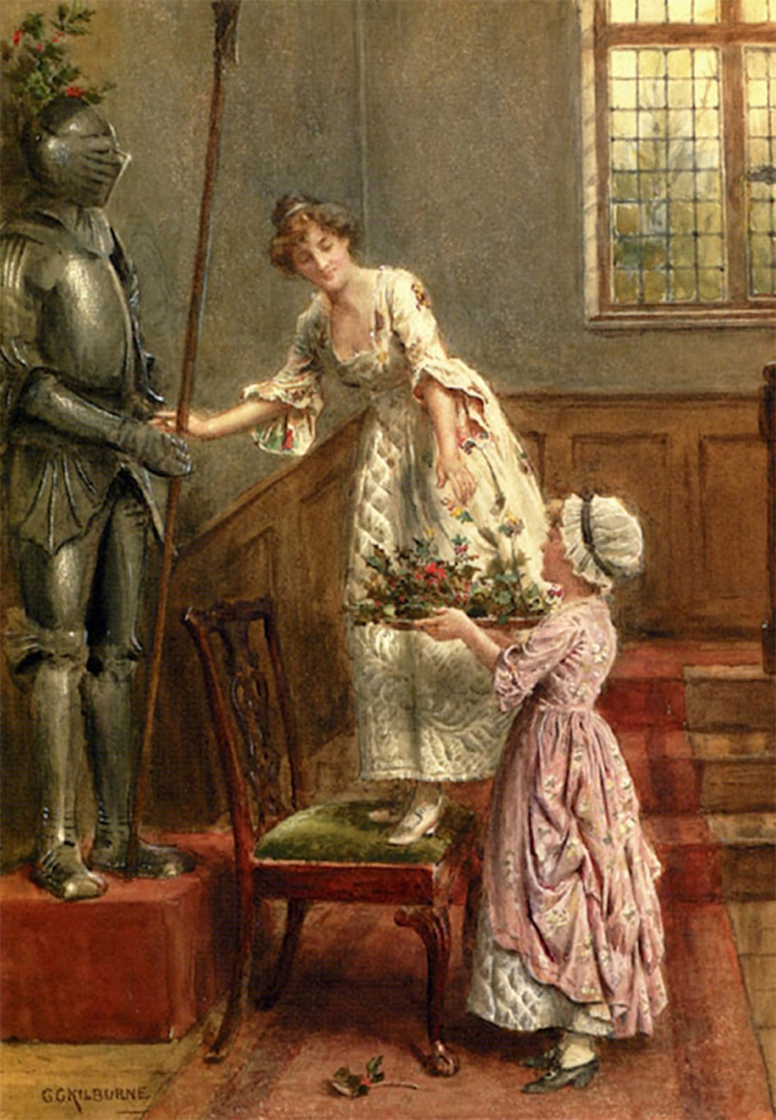 SERENDIPITP Retro Picture Poster Wall Art Pictures Painting Yuletide by George Goodwin Kilburne Wall Art Canvas Print for Wall Decor 60x90cm