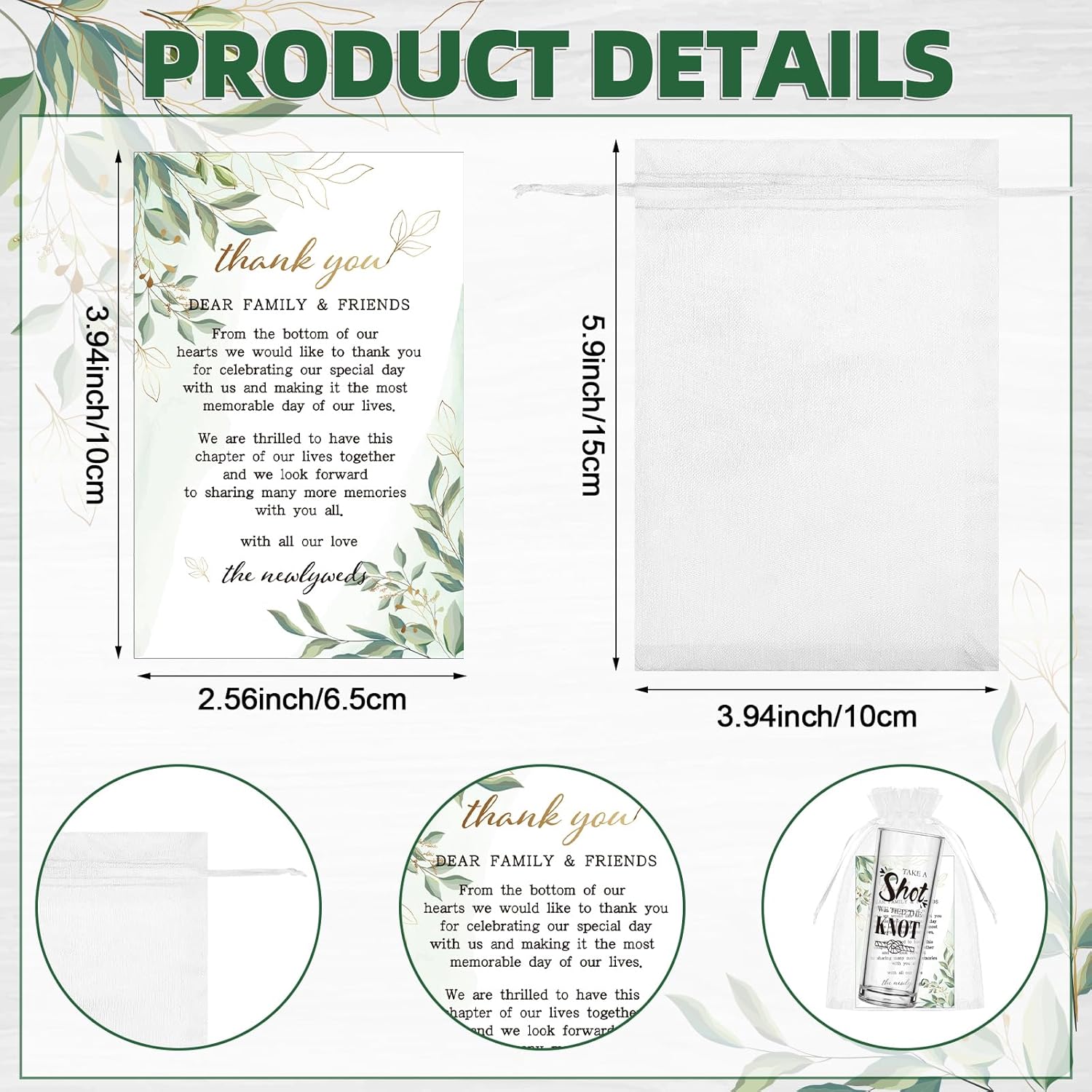 36 Sets Wedding Acrylic Shot Glasses 2oz Wedding Tall Glasses Take a Shot We Tied the Knot Clear Plastic Glasses with Thank You Cards Organza Bags for Guest Newlyweds Bridal Shower Gifts