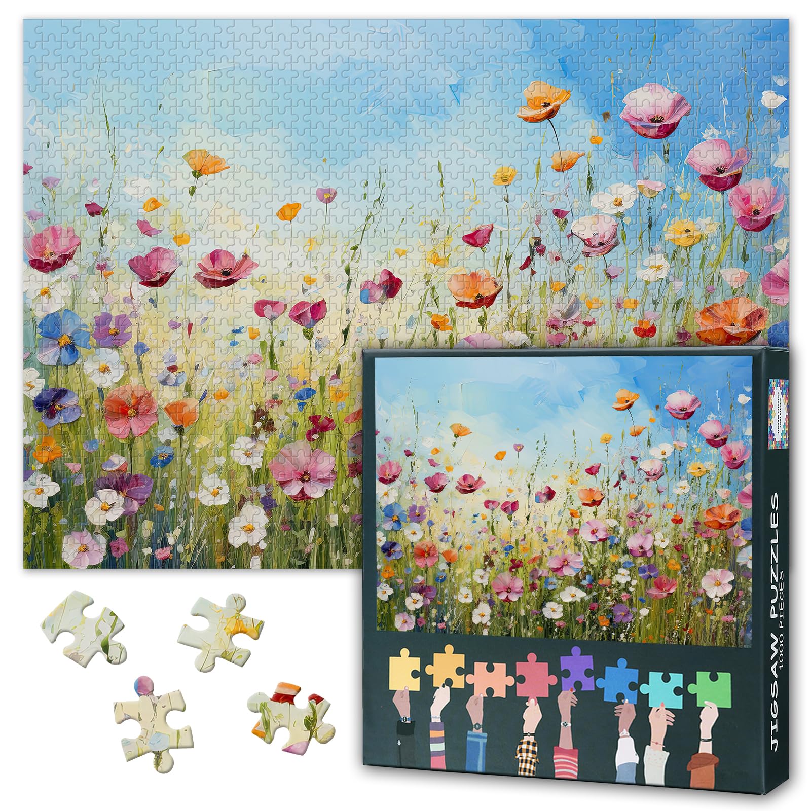 Floral Blossom Art 1000 Piece Jigsaw Puzzles for Adults, Family Challenging Puzzle Game(Blooming Flower Theme), Birthday Party Gift for Men Women Home Decor (27.5"x19.7")