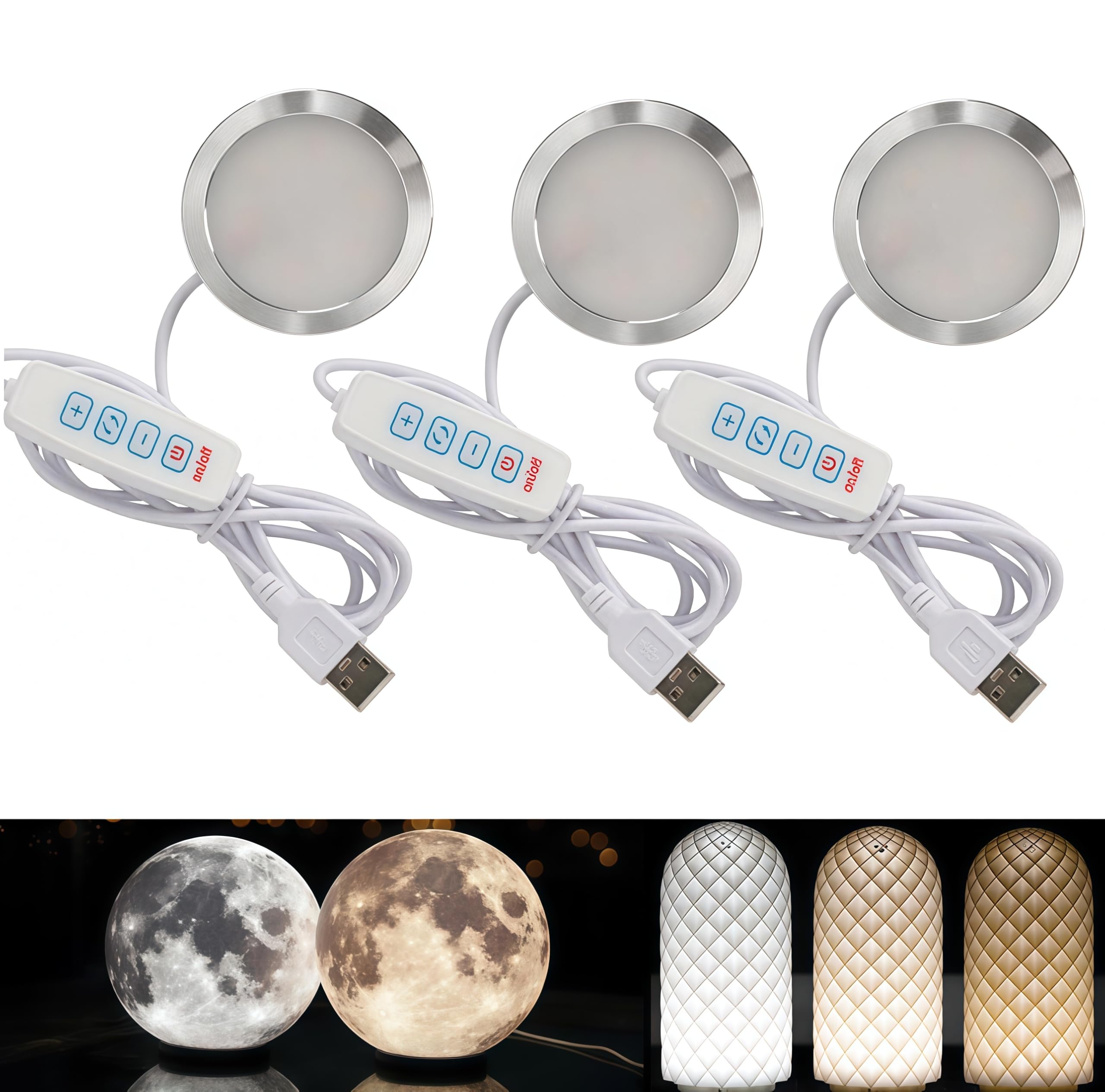 Kit de 3 lámparas LED para impresora 3D de 3 colores, accesorios de impresora 3D para bambú lab A1/A1mini/P1S/P1P/X1C Baoblaze LED Kits de iluminación creativa DIY LED Kits,USB Powered