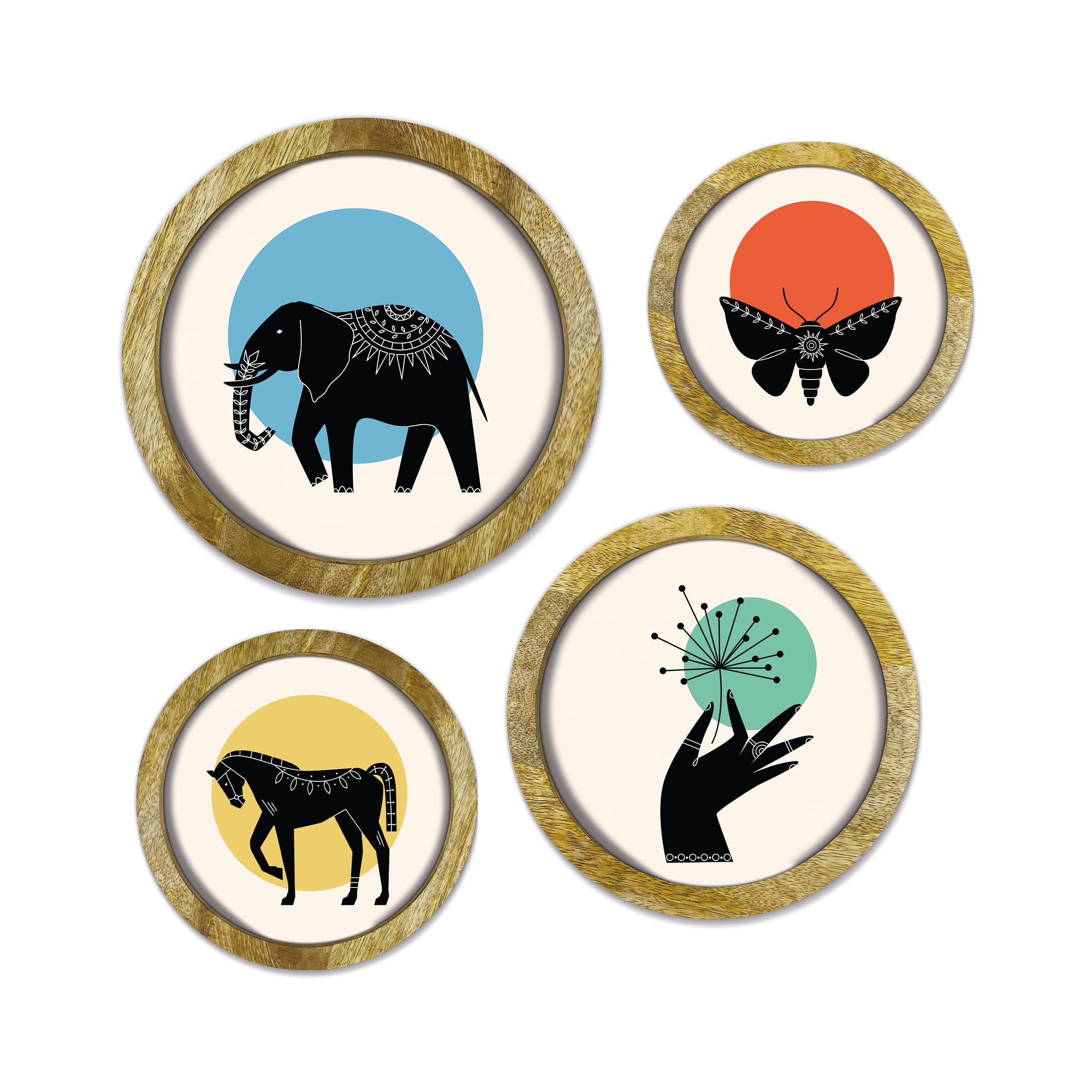 RAG28 Wooden Handcrafted Wall Decor for Home Decoration | Home Decor Item | Wall Hanging | Decorative Plates | Set of 4 (Size: 12/10/8/6 Inches, 4R1) (B0CZHZ78B1) Amazon Price History, Amazon Price Tracker
