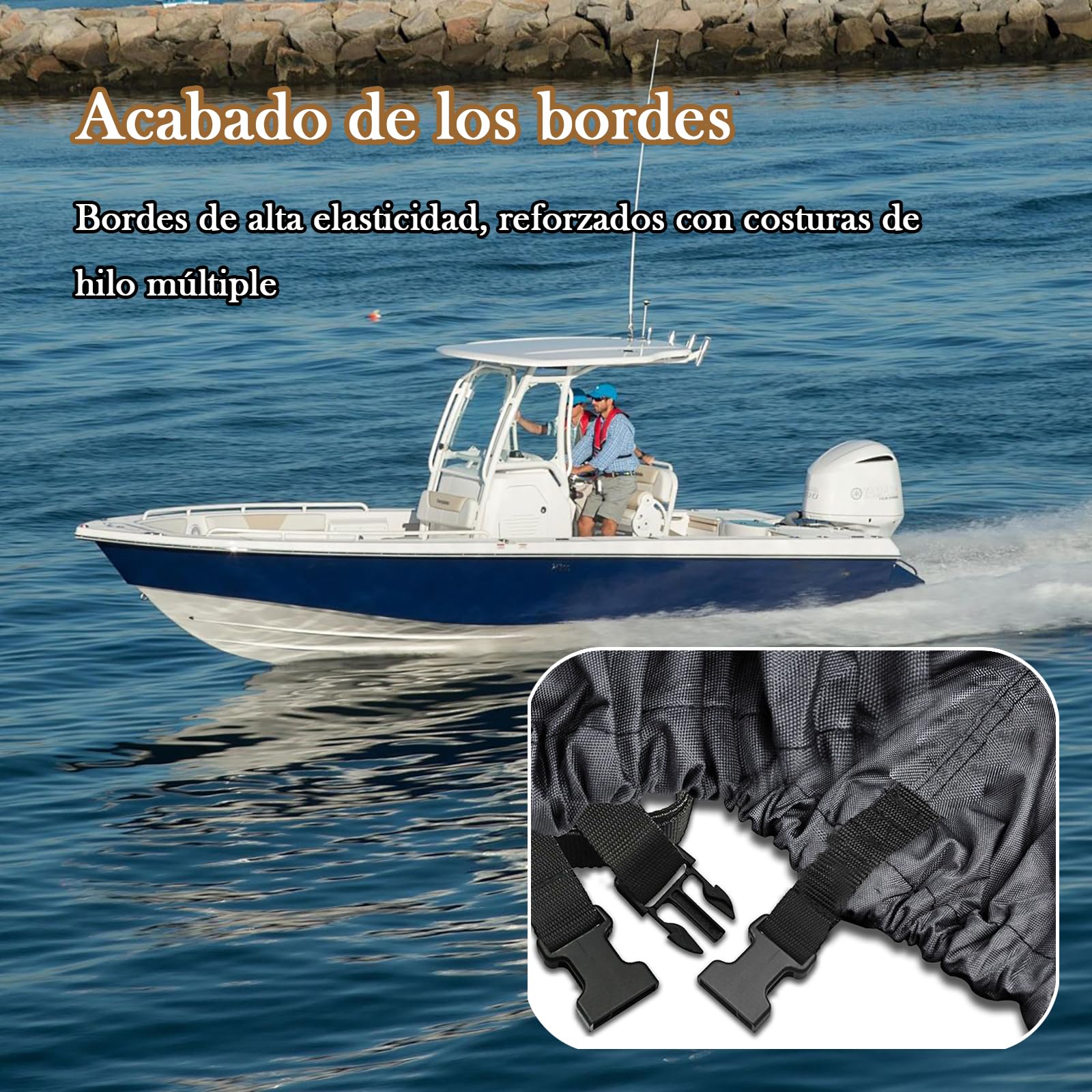 Copertura Impermeabile per Barche, Telo per Barca, Telo Copribarca, Oxford 420D Tessuto, Antipolvere Resistente ai Raggi UV Copertura Della Barca, Barca da Sci da Pesca (BLACK,LxW/810x500cm)