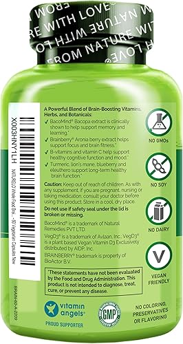 Miniatura 7 de NATURELO Suplemento integral para el cerebro – Suplementos de salud cerebral para apoyo de la memoria y la concentración – Suplemento de mezcla