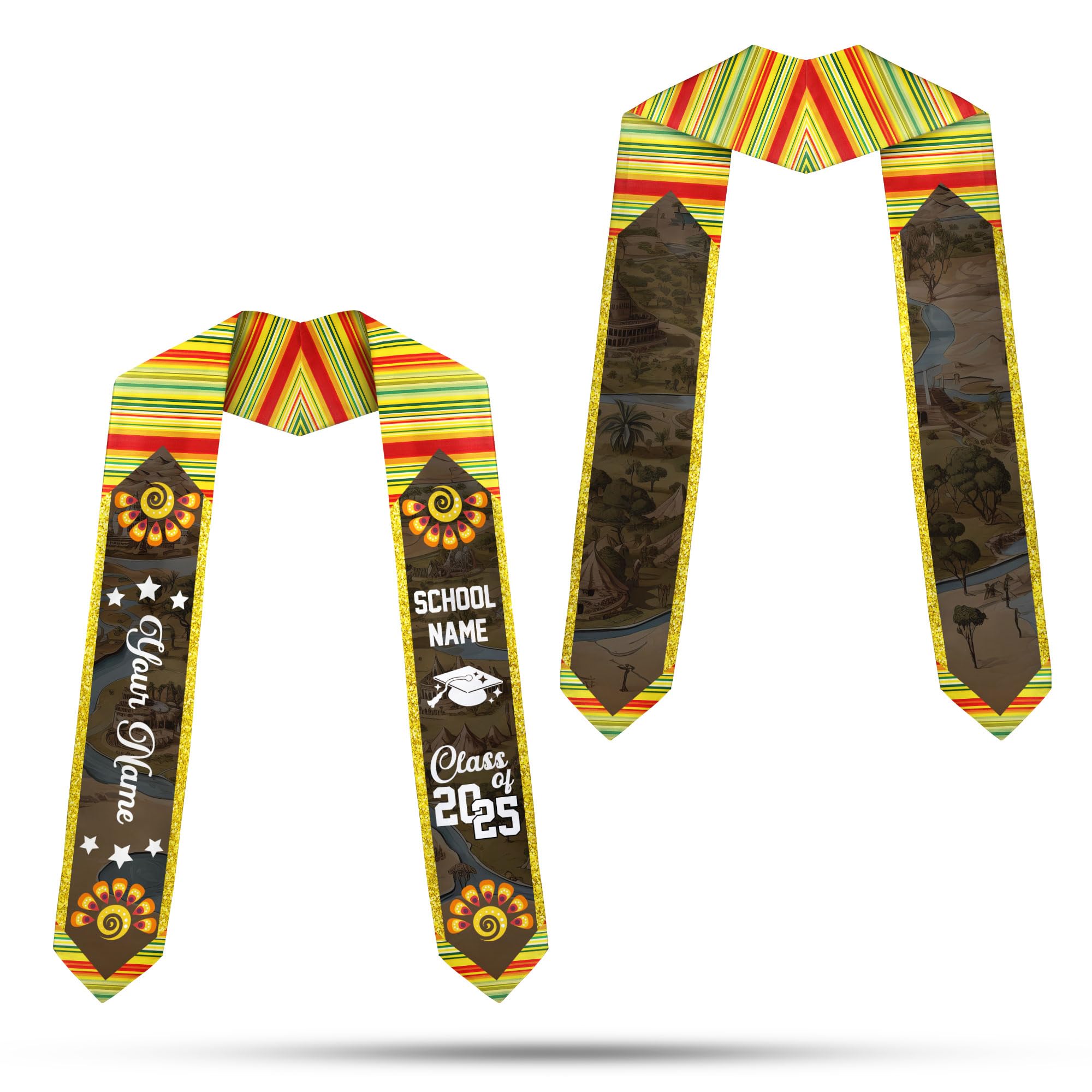 Custom African American Graduation Stole,Personalized Kente Graduation Sash,Class of 2025 African Graduation Stole S273