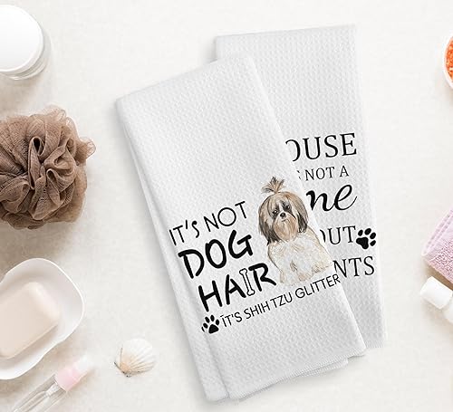 Miniatura 2 de NOQL Shih Tzu - Juego de 2 toallas de cocina para perro, juego de 2 paños de cocina y paños de cocina para perros Shih Tzu, decoración de perro Shih