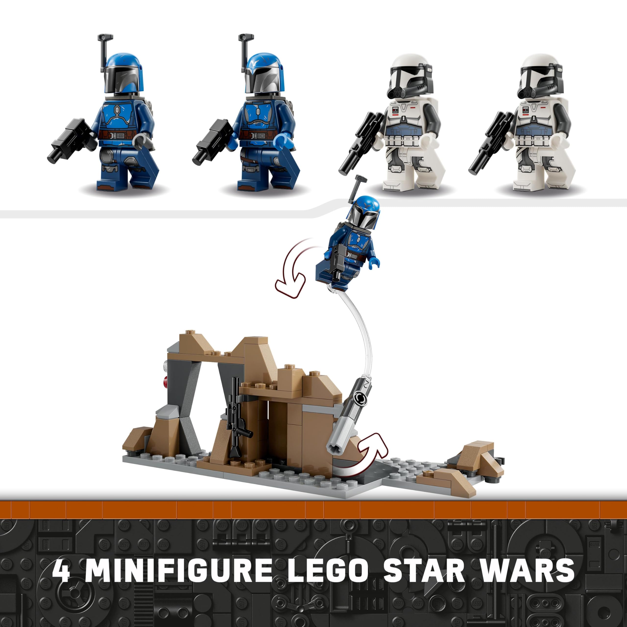 LEGO Star Wars Battle Pack Agguato su Mandalore, Gioco d'Avventura per Bambini e Bambine da 6 Anni in su con 4 Personaggi da The Mandalorian, Giocattolo con Armi, Jetpack e Grotta da Costruire 75373