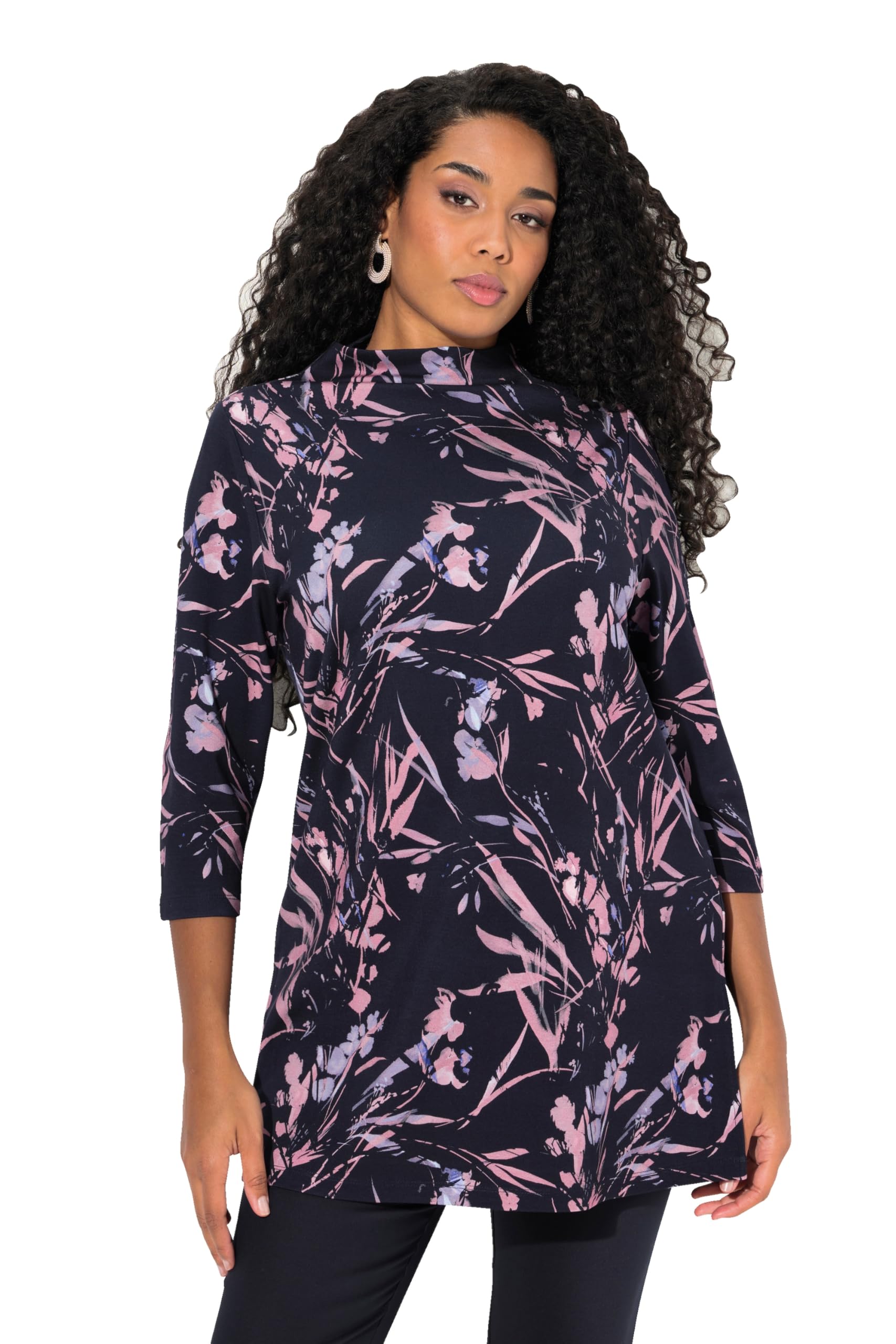 Ulla Popken Damen große Größen Übergrößen Plus Size Sweatshir, Oversized, Stehkragen, 3/4-Arm 832445