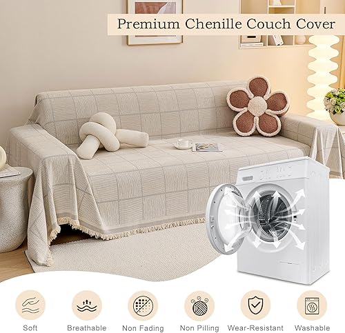 Miniatura 4 de ROOMLIFE Fundas de sofá para sofá de 3 cojines, estilo bohemio, fundas para sofá seccional, funda práctica para sofá futón, manta versátil para