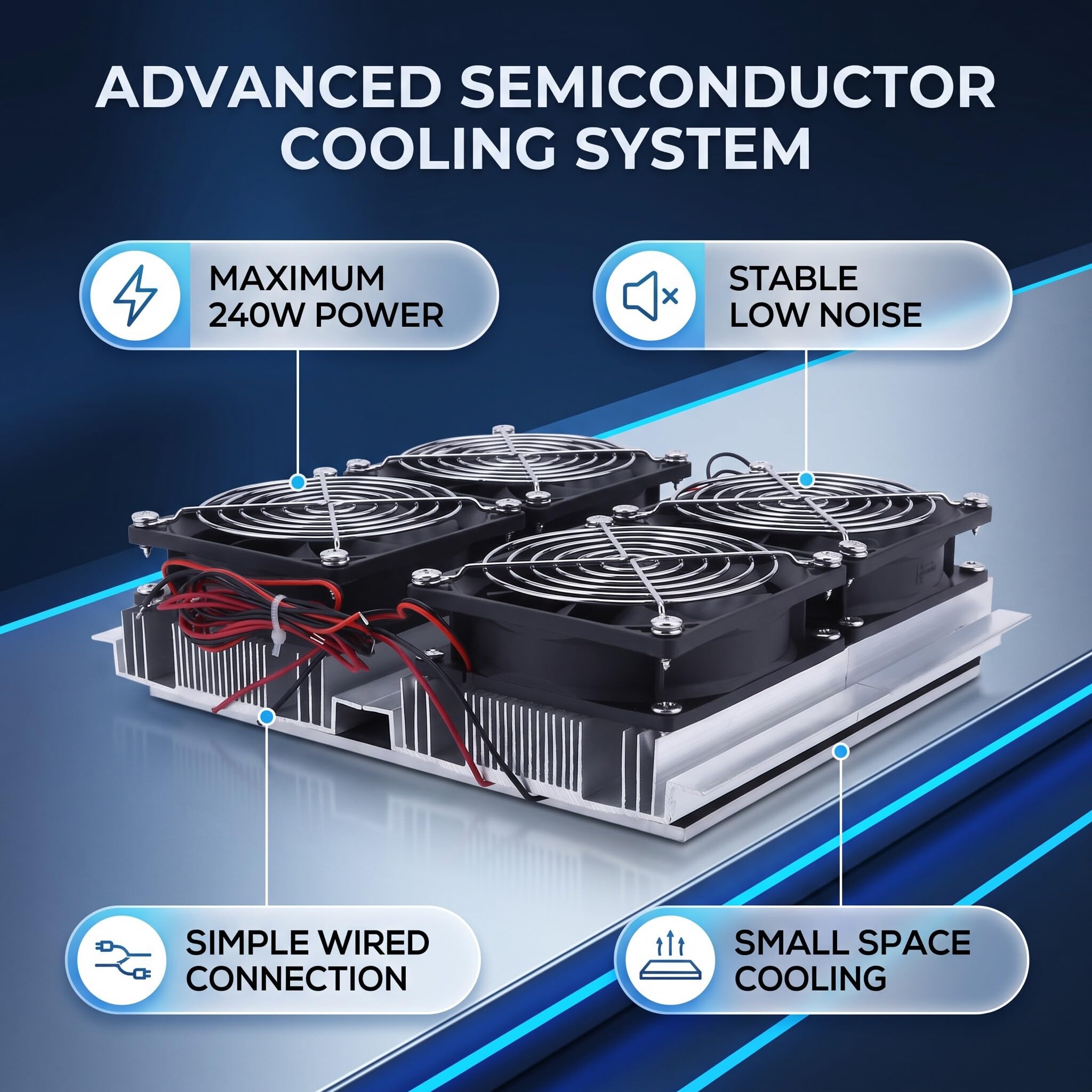 Refrigerador termoeléctrico de placa fría Peltier semiconductor alto rendimiento 240W con ventilador negro