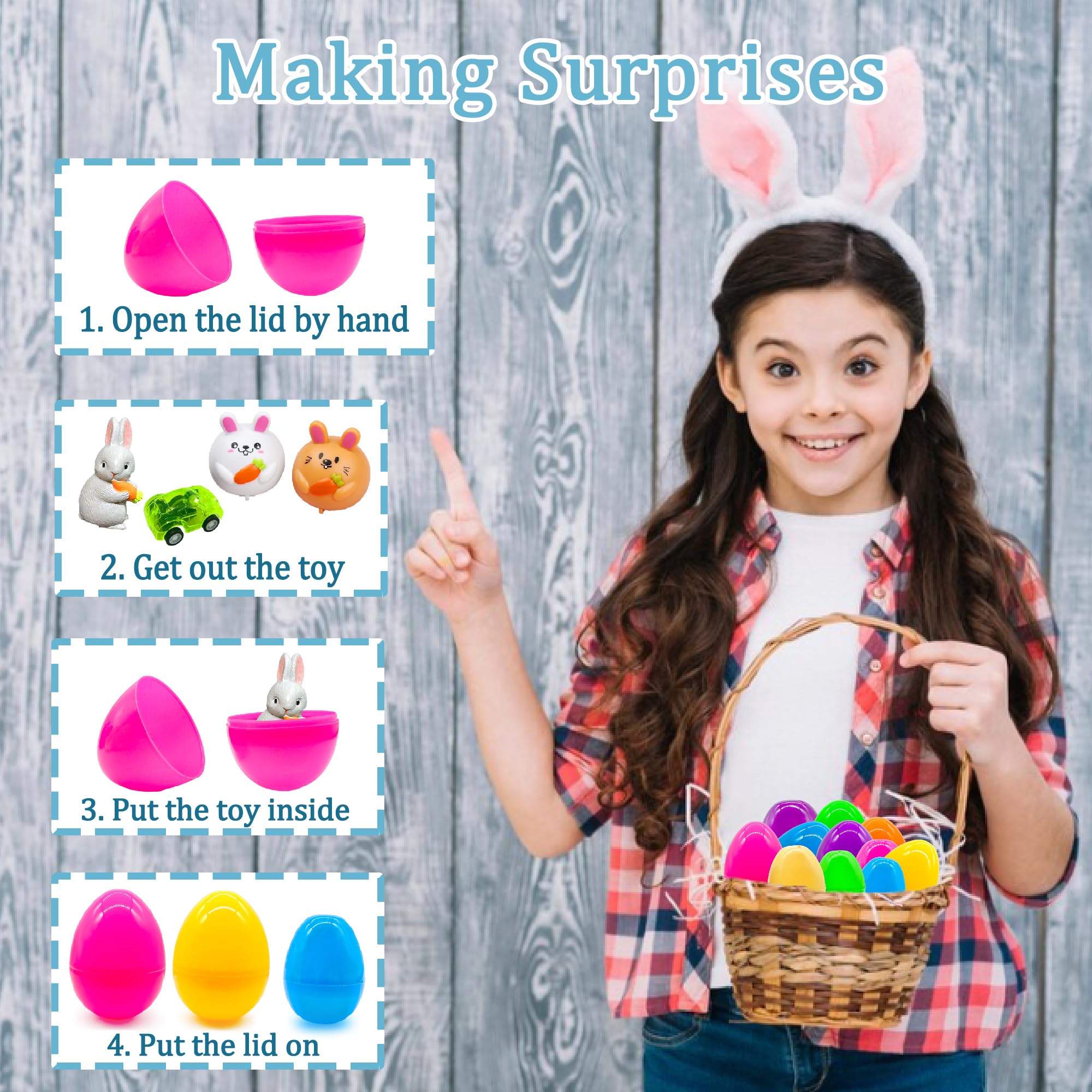 Lubibi Lot de 48 Oeuf de Paques pré-remplis avec jouets,Oeufs De Pâques à Remplir,Paques Oeufs Surprise,pour fête de Pâques,Chasse aux œufs de Pâques,Panier de Pâques,Cadeaux de Pâques pour enfants