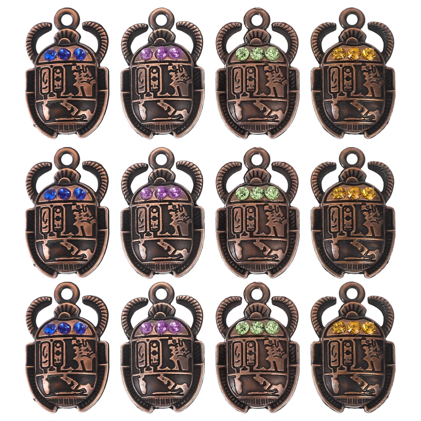Abaodam Egyptian Scarab Pendant Diy Beetle Charm for Necklace Bracelet Crafts Crystal Inlay Retro Bug Charms Jewelry Making Accessories