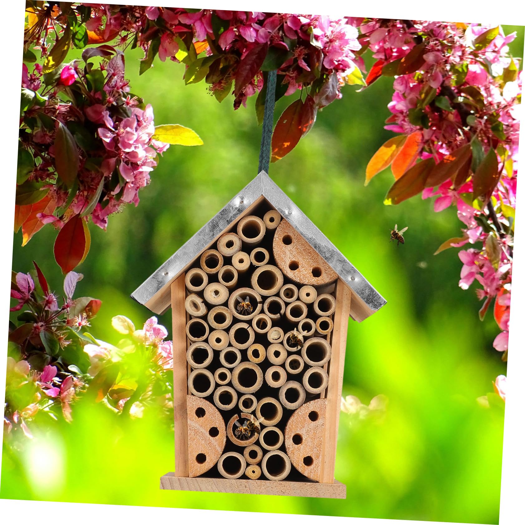 Hängendes Insektenhotel und Eisen für Garten Bienenhaus für Bestäuber Dekorativ und Leicht Aufzuhängen